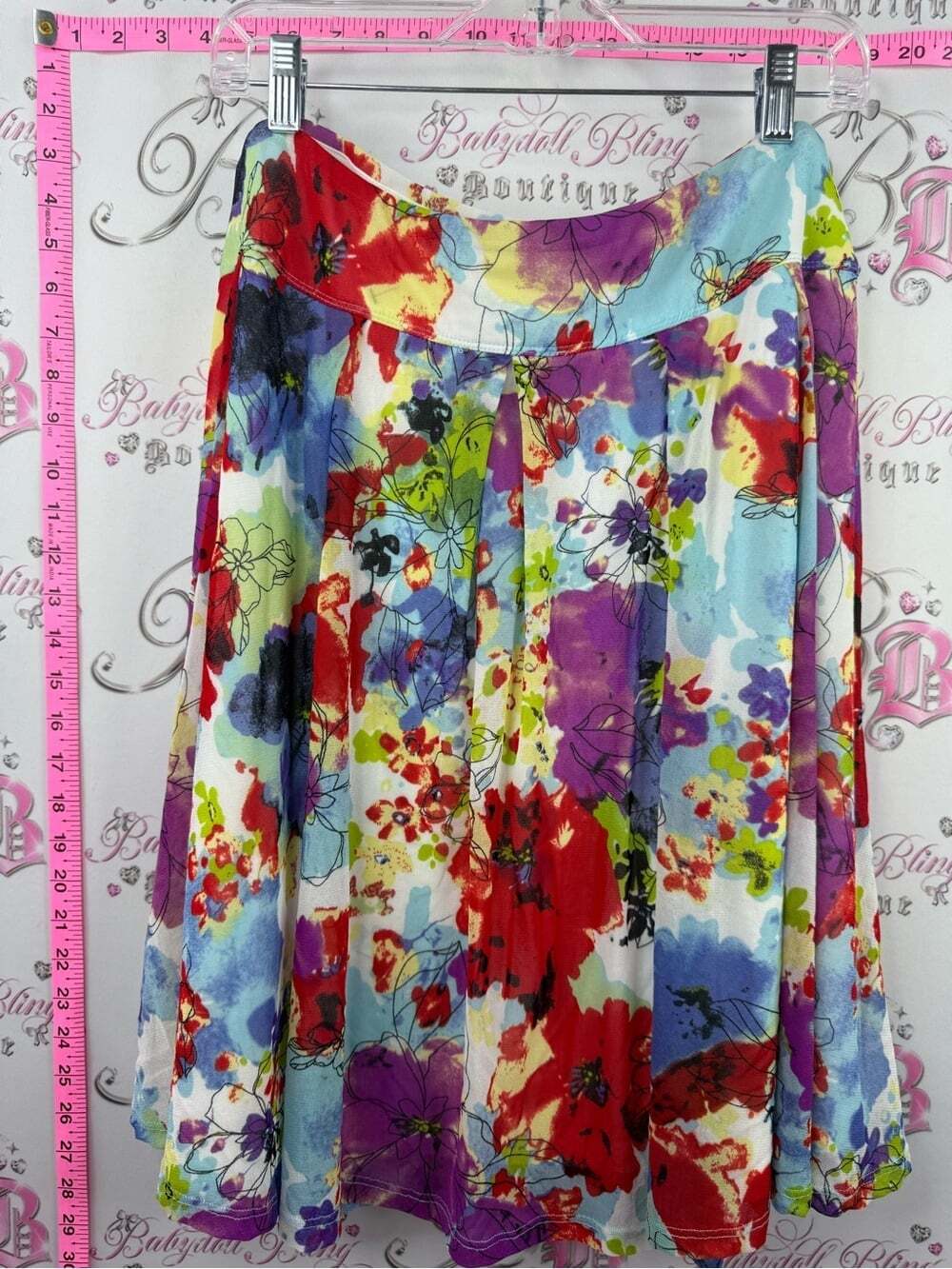 cleo skirt flowy flowers Multicolor Floral Watercolor Midi Skirt
